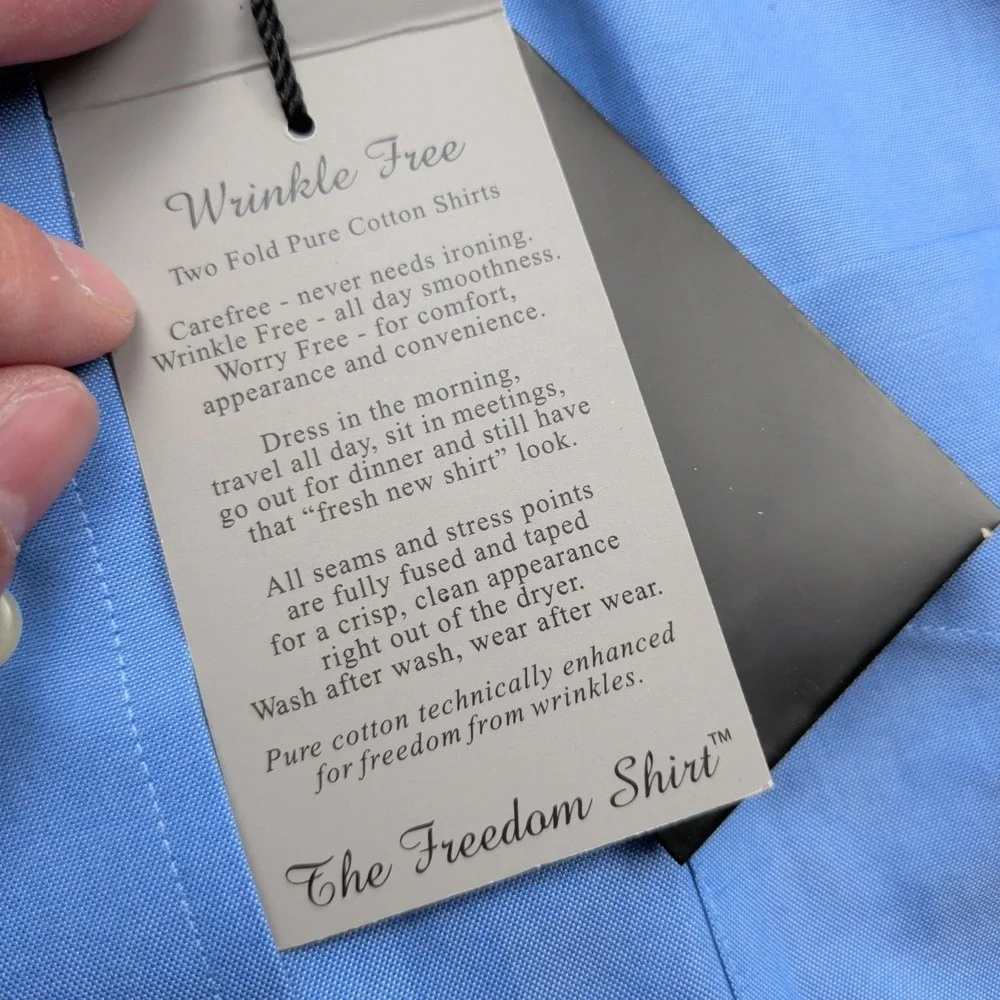 NEW Forsyth of Canada Dress Shirt Mens 16.5 34/35 Blue Wrinkle Free‎ Cotton